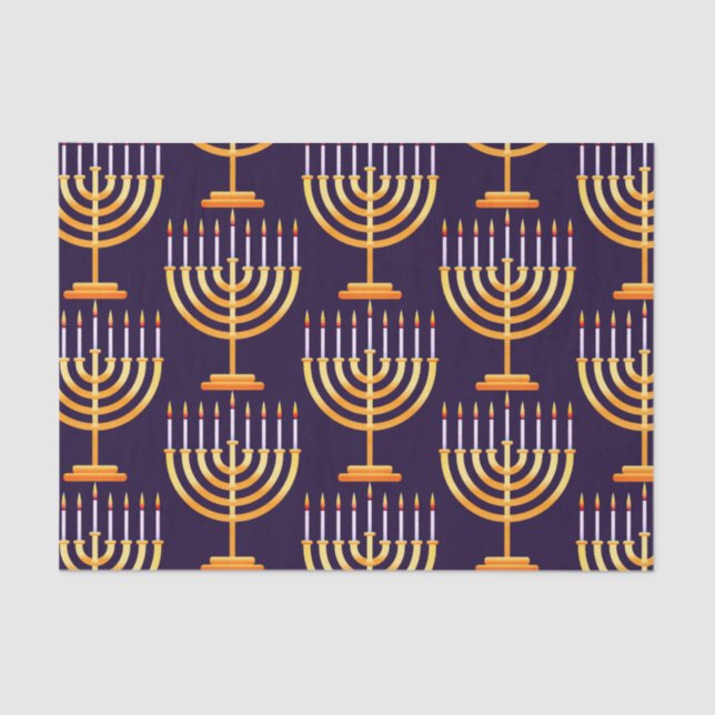 De Seda Hanukkah que embrulha o papel menorah feriado feli (Frente )