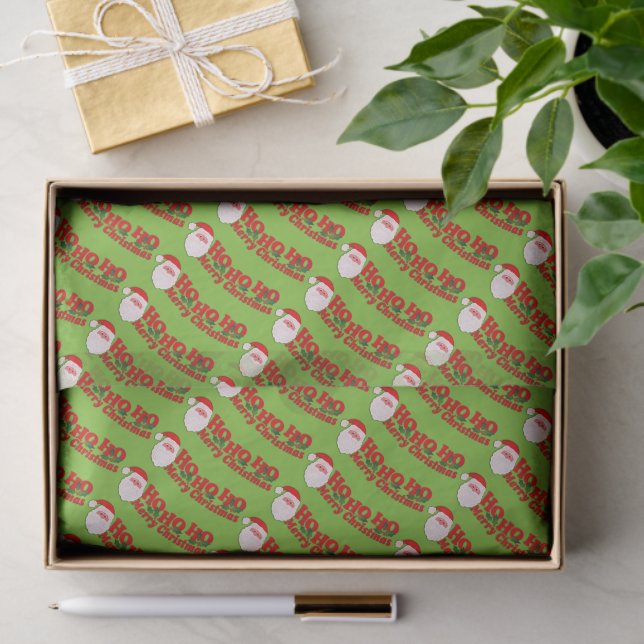 De Seda Ho ho ho Papai noel papel branco verde vermelho (Presente)