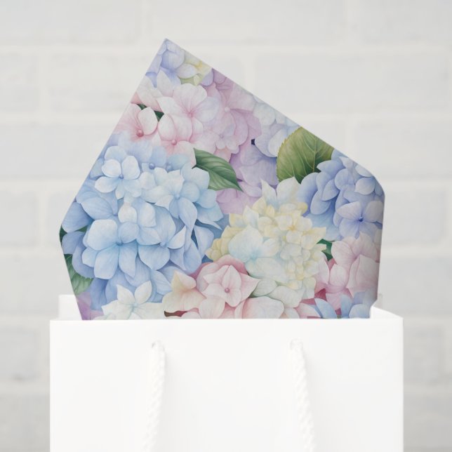 De Seda Hydrangea Watercolor Impressão Papel Tecido (Sacola de presentes)
