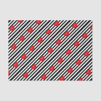 De Seda Lábios vermelhos papel branco preto