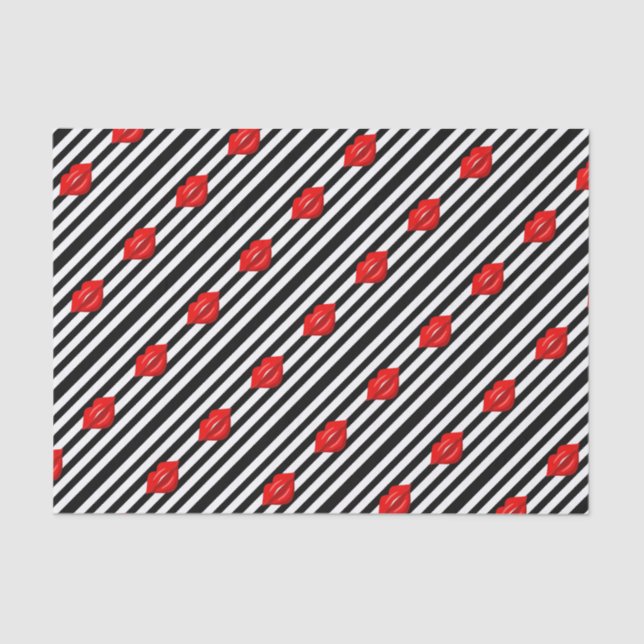 De Seda Lábios vermelhos papel branco preto (Frente )