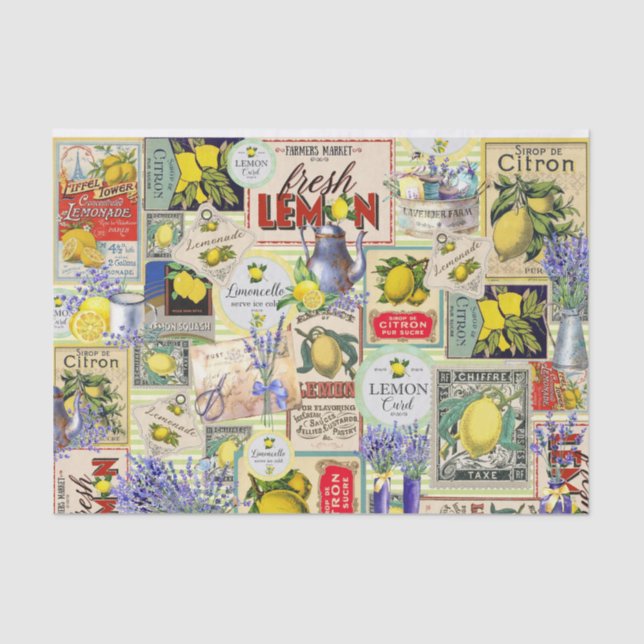 De Seda Limões e Papel Tecido Lavanda (Frente )