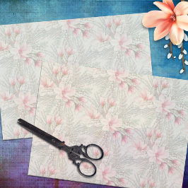 De Seda Magnolia Willow - Papel Tecido Floral Padrão