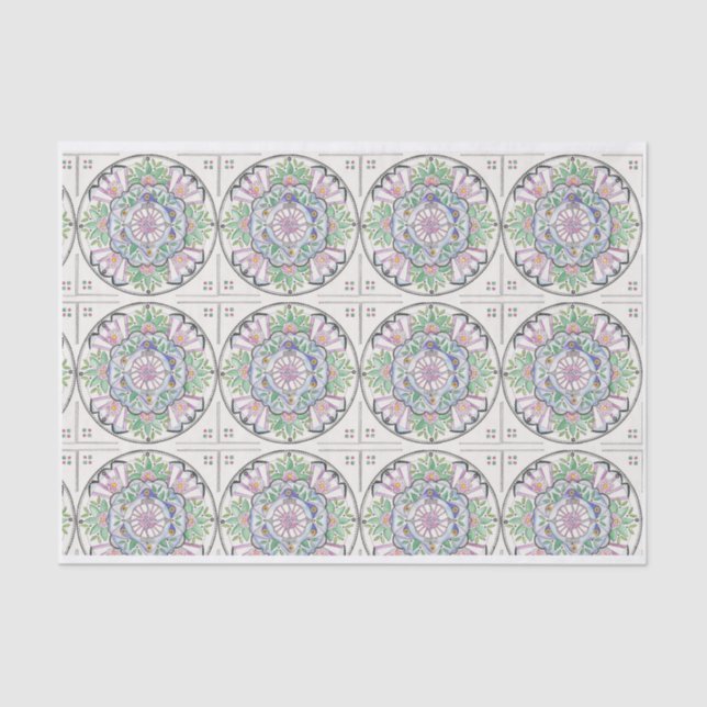 De Seda Mandala Floribunda design no papel tecidular (Frente )