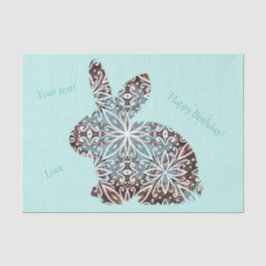 De Seda Mandala Rabbit Chocolate e Papel Tecido Blues