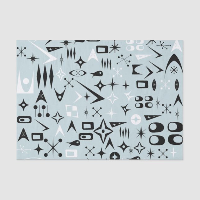 De Seda Meio século Azul - Papel Tecido Moderno (Frente )