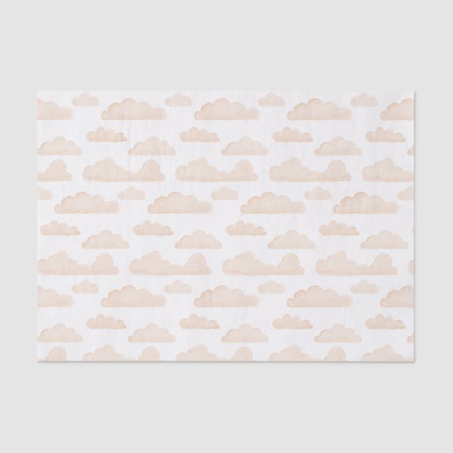 De Seda Melon Dreamtime Watercolor Clouds Papel Tecido (Frente )