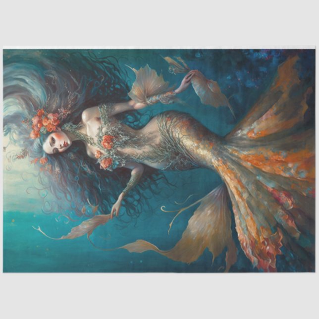 De Seda Memorizando Papel Tecido Sereia (Frente )