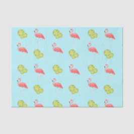 De Seda Miami Vibes Flamingo e limões Papel Tecido