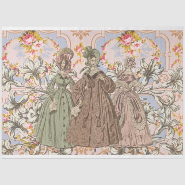 De Seda Moda francesa e Flores Desfazem Papel Tecido (Frente )