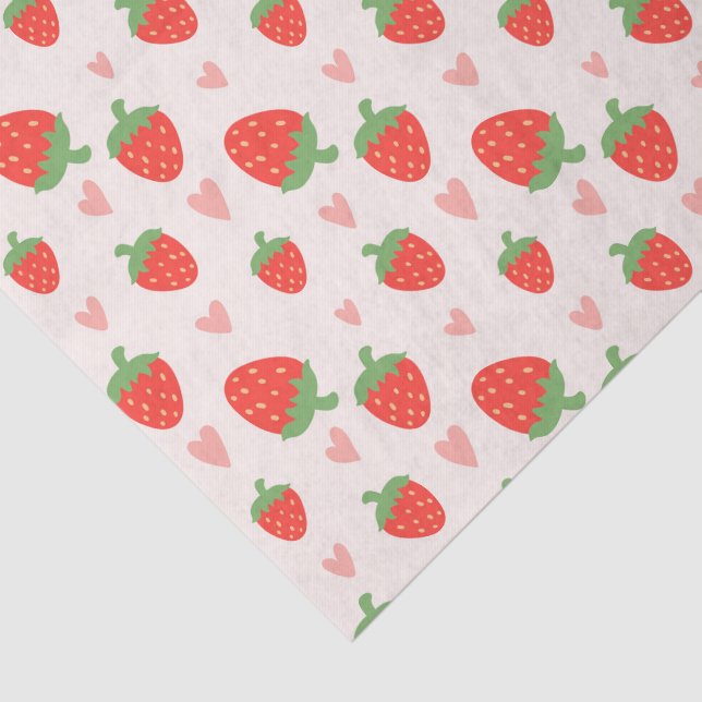 De Seda Morangos Doce e Papel Tecido Coração (Detalhes)