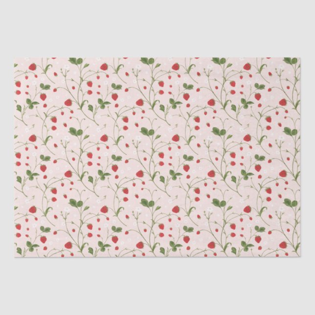 De Seda Morangos Selvagens (Linen) - Papel Tecido (Frente )