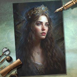 De Seda Mulher nostálgica com Tiara 1 - Papel Decoupage