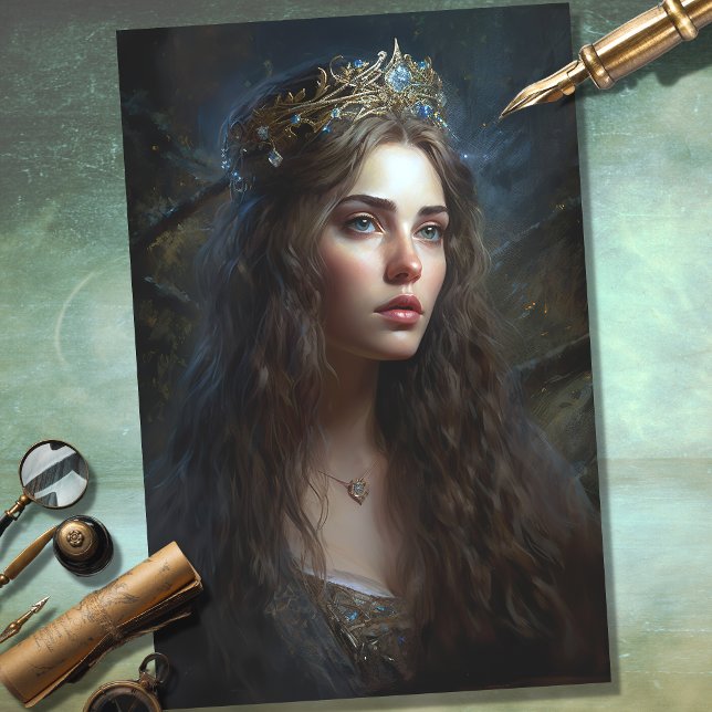 De Seda Mulher nostálgica com Tiara 1 - Papel Decoupage (Criador carregado)