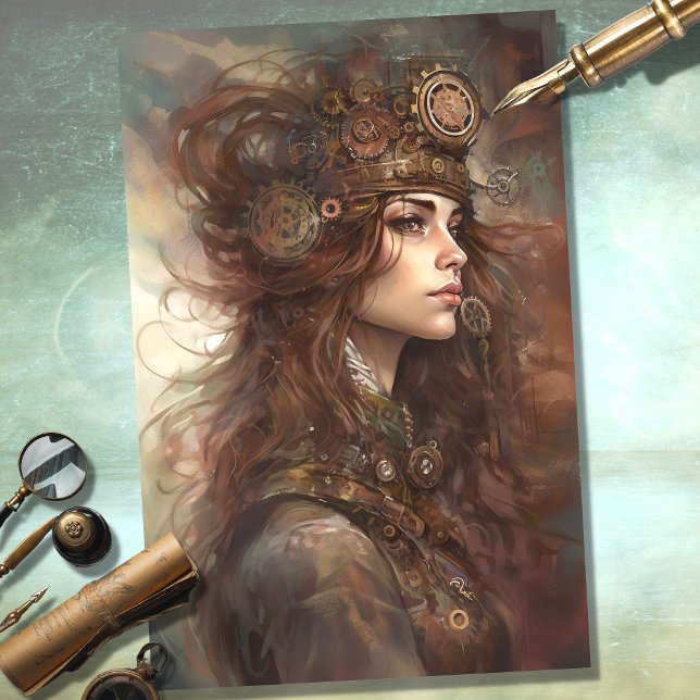 De Seda Mulher Steampunk 1 Papel Decoupage (Criador carregado)