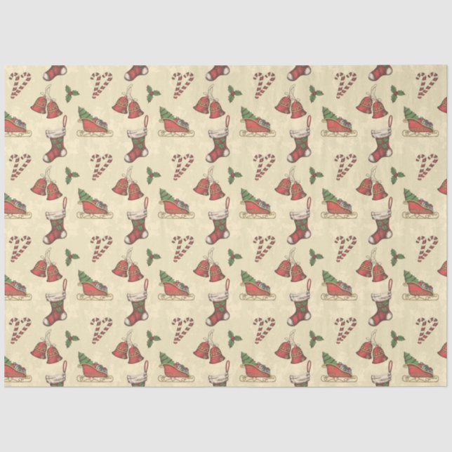 De Seda Natais vintages - Papel tecidular (Frente )