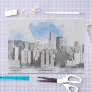 De Seda Nova Iorque Manhattan - Papel Tecidual Skyline