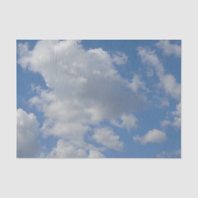 De Seda Nuvens brancas/Cinzas e papel tecidos azuis (Frente )