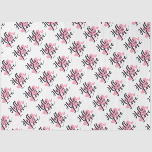 De Seda Olá, Meu Amor com Papel Tecido Coração (Frente )