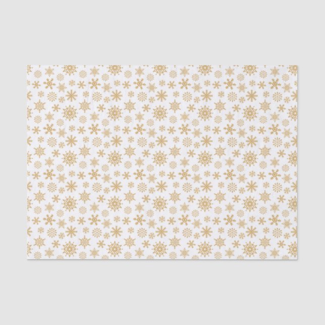 De Seda Ouro Snowflakes - Papel branco sobre o padrão (Frente )