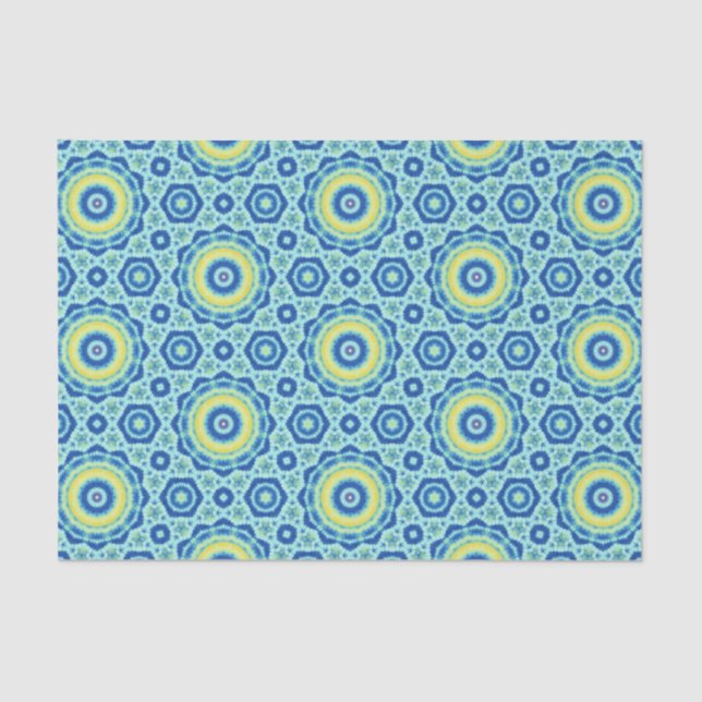 De Seda Padrão Blue Tie Dye Mandala - Papel Tecidual (Frente )