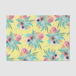 De Seda Padrão Floral Summery _ Papel Tecido Amarelo