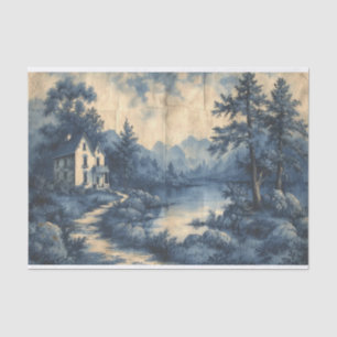 De Seda Paisagem bonita em um papel amassado