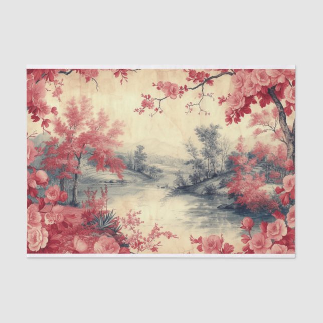 De Seda Paisagem com papel Vestido (Frente )
