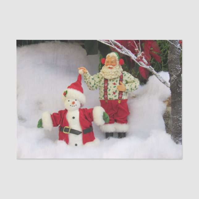 De Seda Papais noeis constroem um Papel Tecido Snowman (Frente )