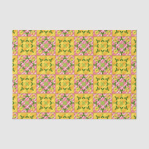 De Seda PAPEL AMARELO-PINK-TISSUE Tulip Applique