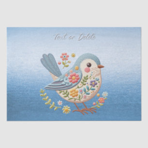 De Seda Papel Azul Floral Pequeno