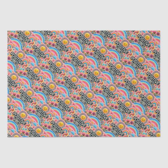 De Seda Papel bonito, cor-de-rosa, sol e arco-íris (Frente )