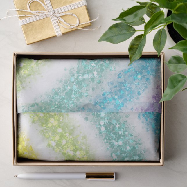 De Seda Papel Crepom Glitter Arco-Íris Pastel (Presente)