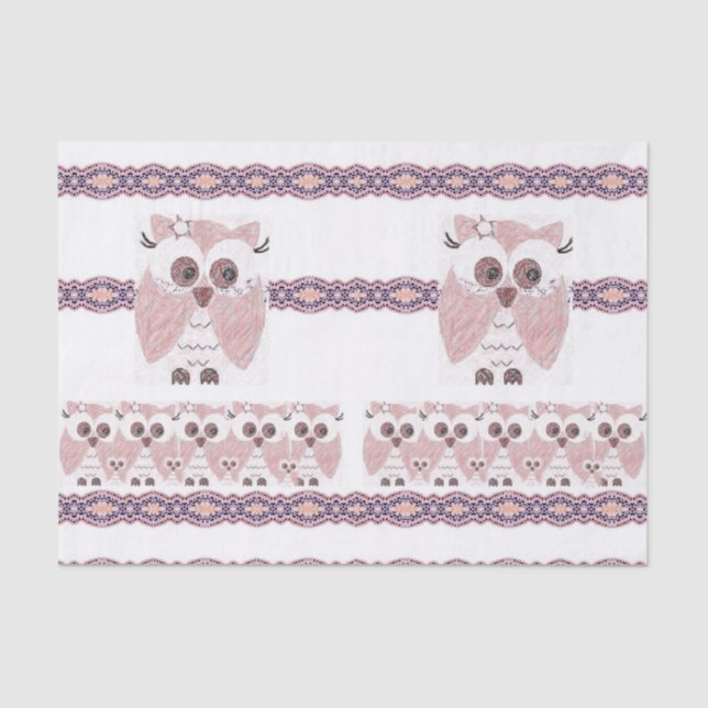 De Seda Papel decorativo para tecidos Coruja (Frente )