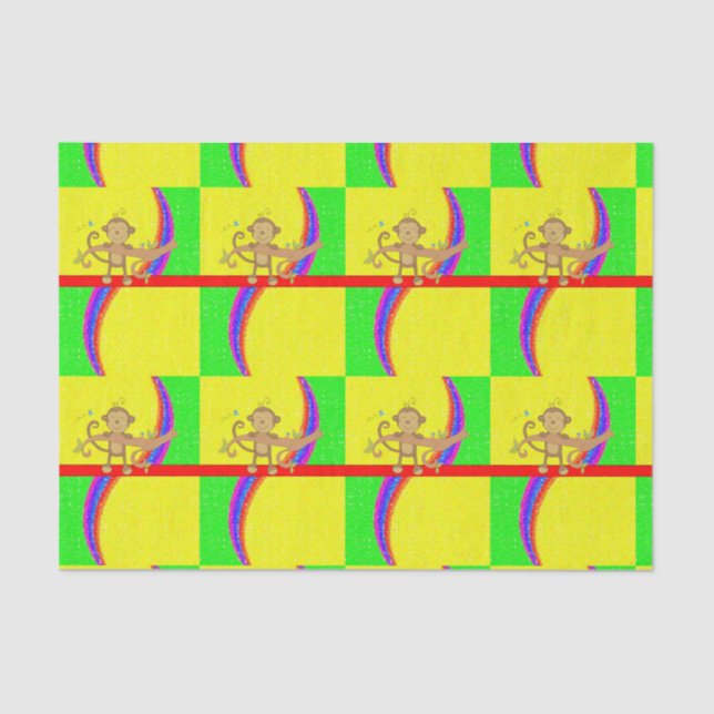 De Seda Papel decorativo para tecidos macacos (Frente )