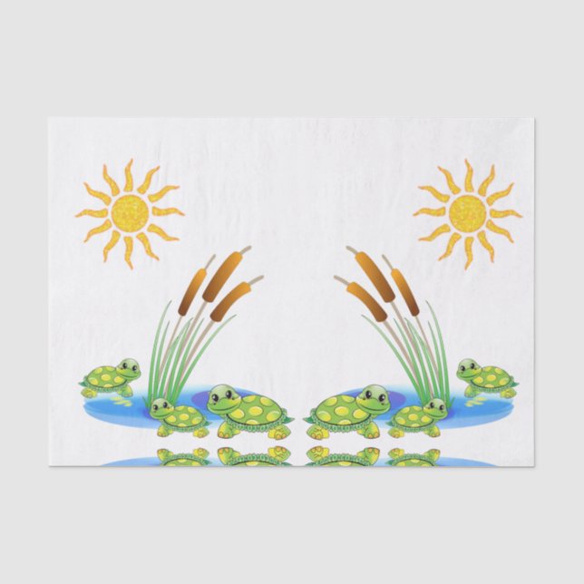 De Seda Papel decorativo para tecidos Tartarugas (Frente )