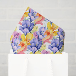 De Seda Papel Decoupage Crocus Amarelo Roxo, Floral