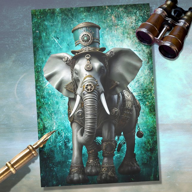 De Seda Papel Decoupage do Elefante Steampunk 4 (Criador carregado)