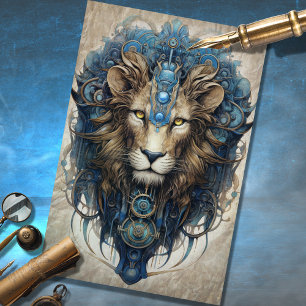 De Seda Papel Decoupage do Leão Masculino Steampunk