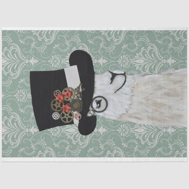 De Seda Papel Decoupage do Steampunk Llama (Frente )