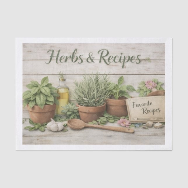 De Seda Papel Decoupage Ervas e Receitas  (Frente )