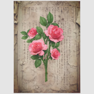 De Seda Papel Decoupage Floral Grunge Vintage Rosa