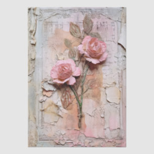 De Seda Papel Decoupage Floral Vintage Grunge Rosa