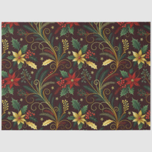 De Seda Papel Decoupage Flores Natal Vermelho Dourado Verd