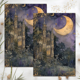 DE SEDA PAPEL DECOUPAGE LUA E CASTELO