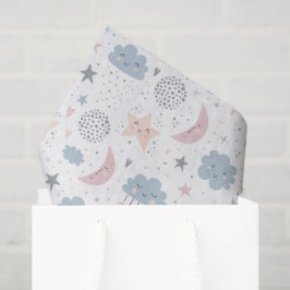De Seda Papel Decoupage Lua Estrelas Nuvens, Celestial