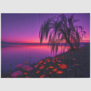 De Seda Papel Decoupage Salgueiro Crepuscular Roxo Encanta