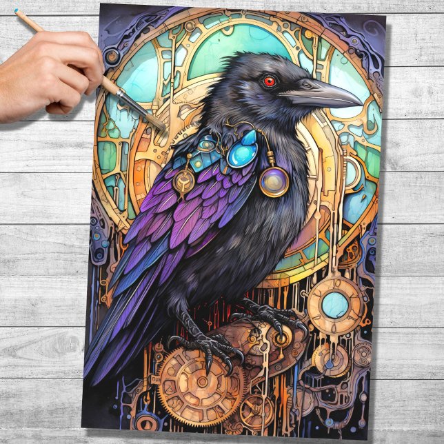 De Seda Papel Decoupage Steampunk Raven 3 (Criador carregado)