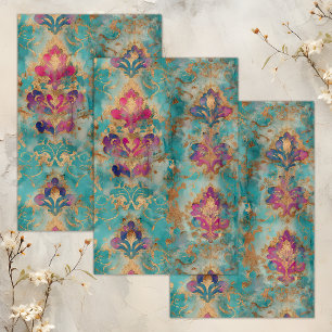 DE SEDA PAPEL DECOUPAGE TISSU GRUNGE DISTRESSED DAMASCO