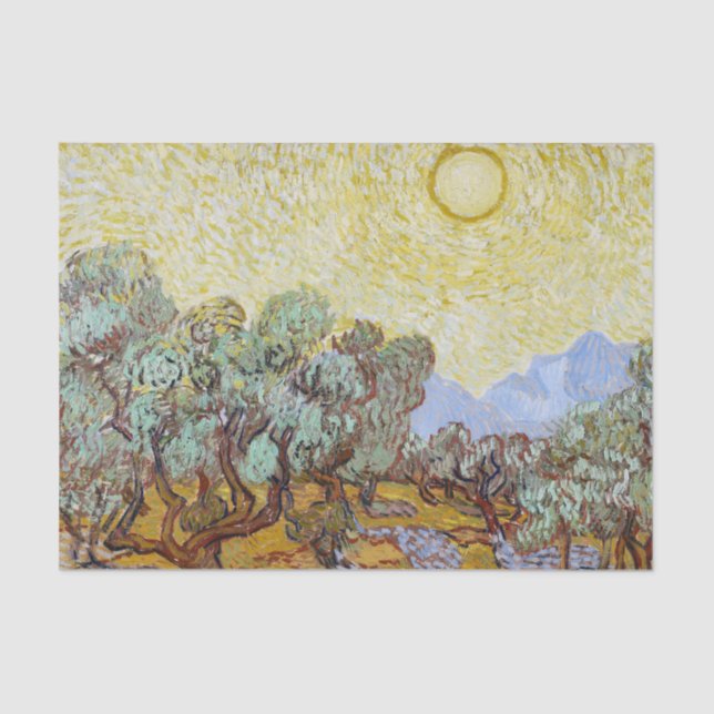 De Seda Papel Decoupage Van Gough das Oliveiras (Frente )